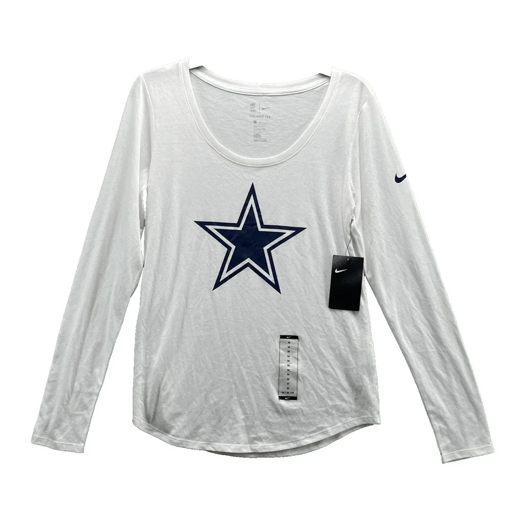 Nike Dallas Cowboys Tee T-Shirt Women's Medium White NFL Sportswear Athletic Cut
